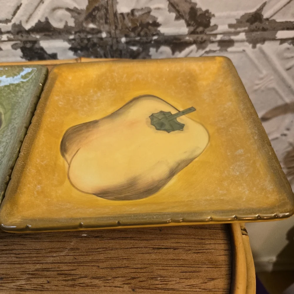Terra Toscana Clay Art Collection Set of Three Hand-Painted Ceramic Plates Used
